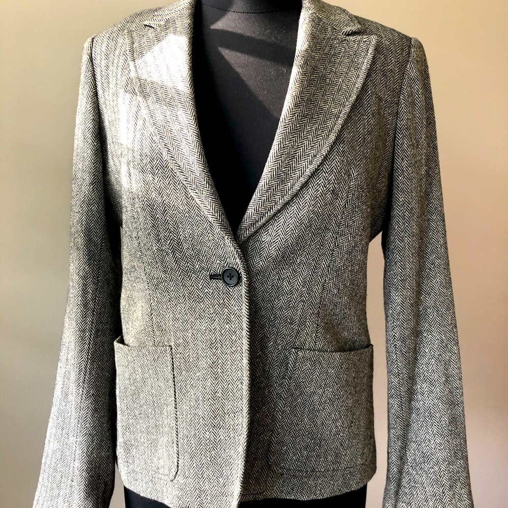 Black and White J. Crew Factory Wool Blazer, size 10 EUC
